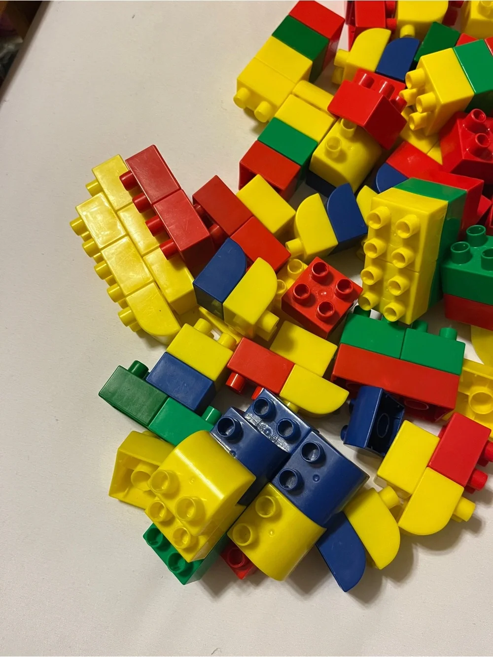 Plastic Building Blocks Set Red Baseplate Multicolor Toy Lot